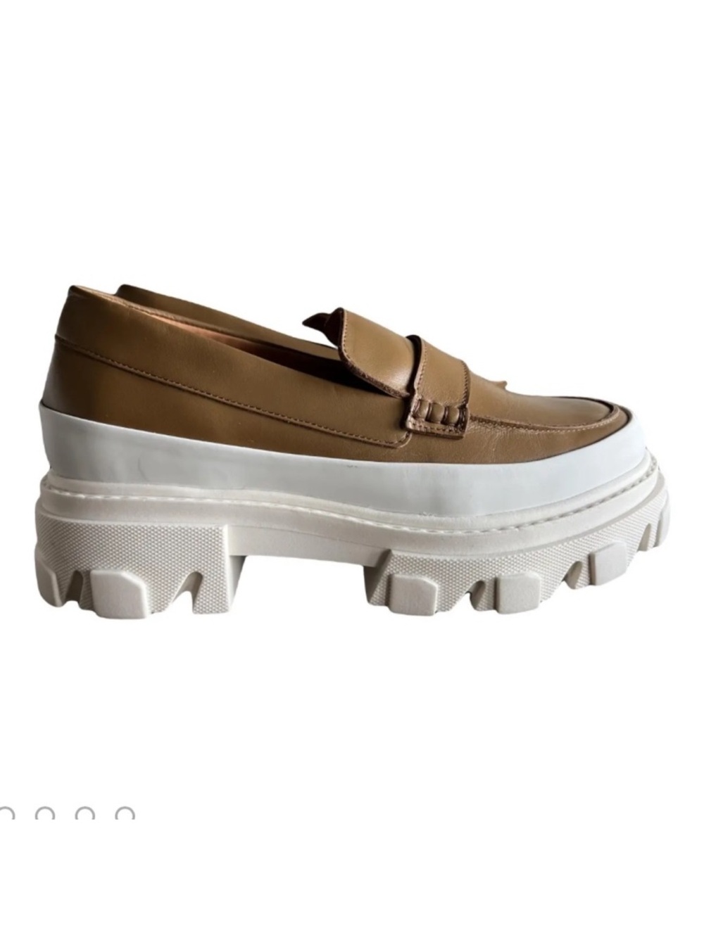 Ganni Tan Leather Chunky-Soled Penny Loafers